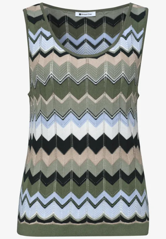 Street One Zigzag Top | Green 303871