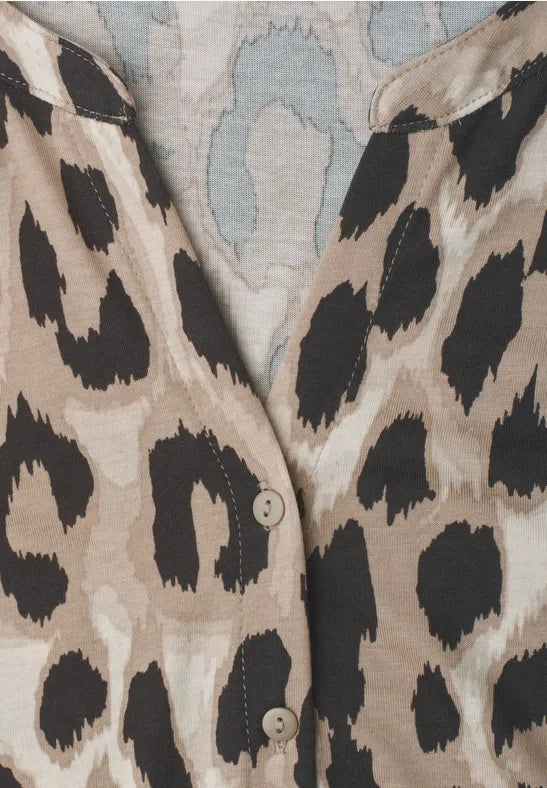 Street One Dropped Shoulder Leopard Print Shirt | Beige 325084