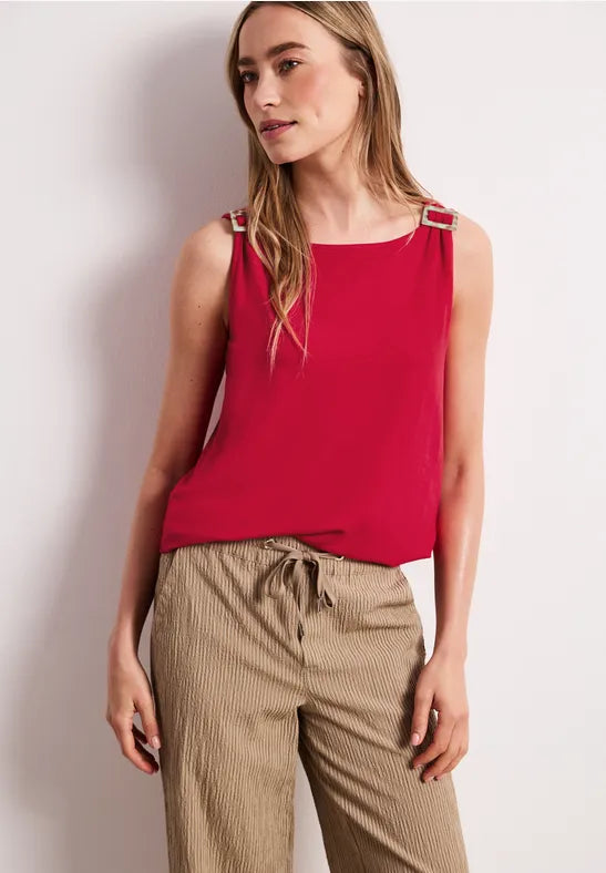 Street One Slub Jersey Top | Red 325242