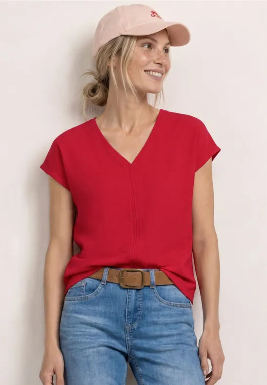 Street One Structure Shirt With Tape | Red 325247