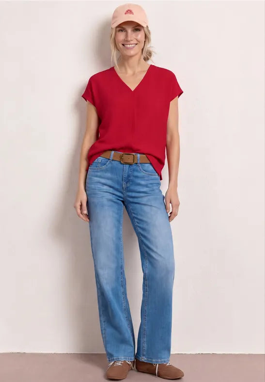 Street One Structure Shirt With Tape | Red 325247