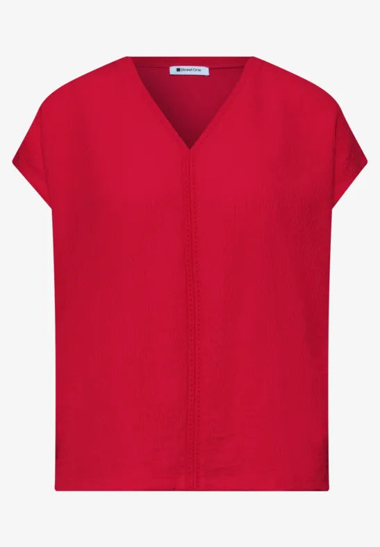 Street One Structure Shirt With Tape | Red 325247