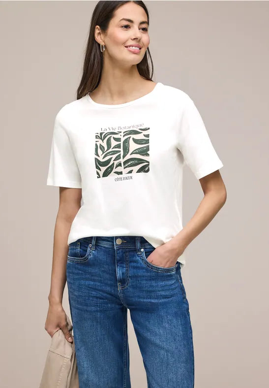 Street One Leaf Artwork Shirt | Offwhite 325311