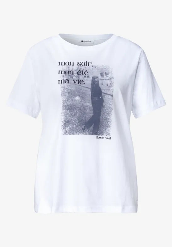 Street One Jersey Print T-Shirt | White 325632