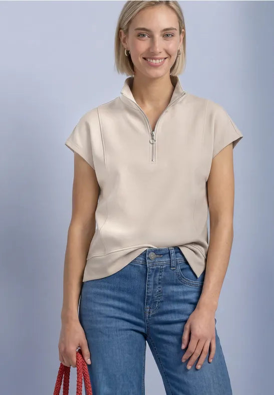 Street One Sleeveless Zip Turtleneck Top | Clay 325711