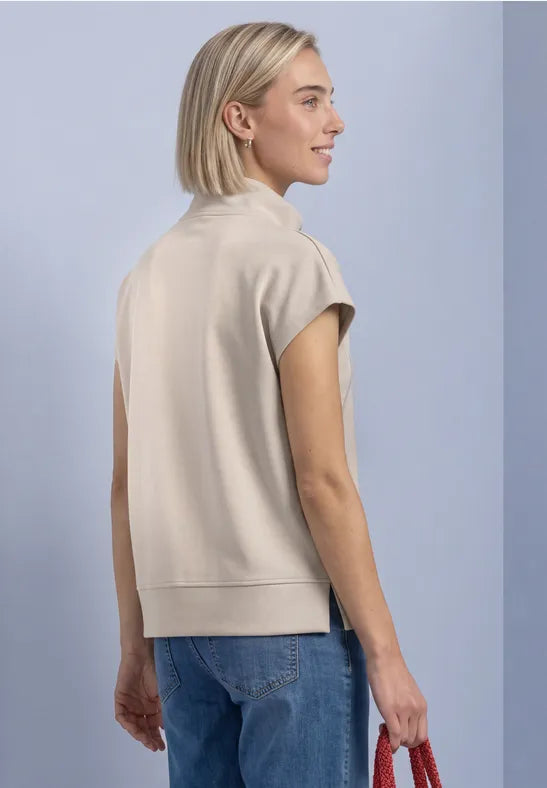 Street One Sleeveless Zip Turtleneck Top | Clay 325711