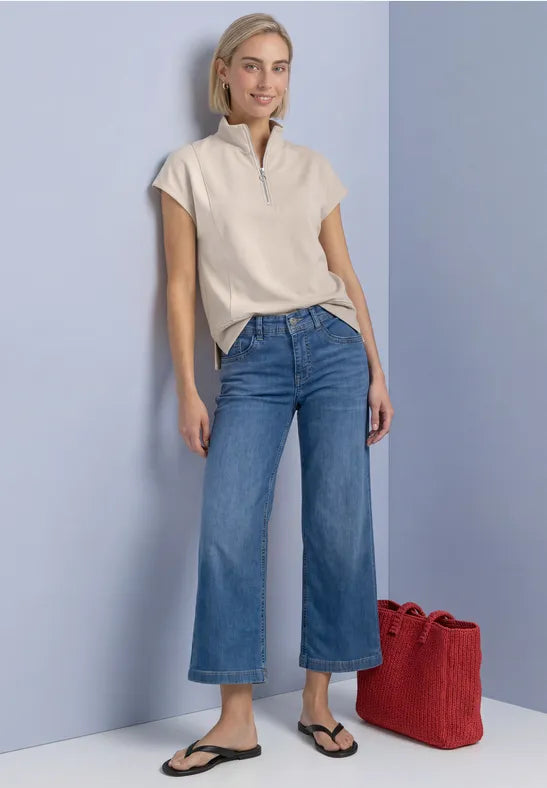 Street One Sleeveless Zip Turtleneck Top | Clay 325711