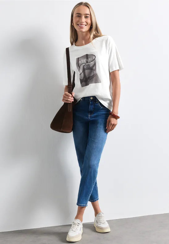 Street One Jersey Photo Print T-Shirt | Offwhite 325718