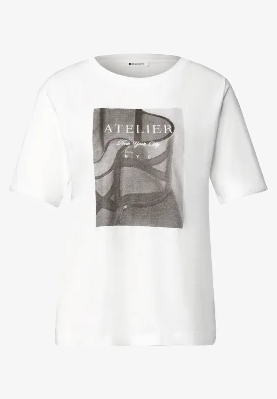 Street One Jersey Photo Print T-Shirt | Offwhite 325718