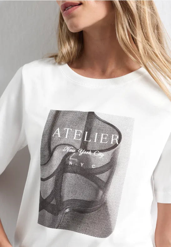 Street One Jersey Photo Print T-Shirt | Offwhite 325718