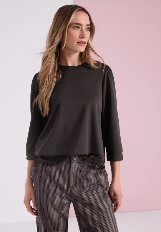 Street One Lace Bottom Top | Coffee 325841