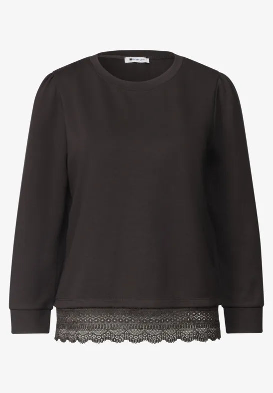 Street One Lace Bottom Top | Coffee 325841