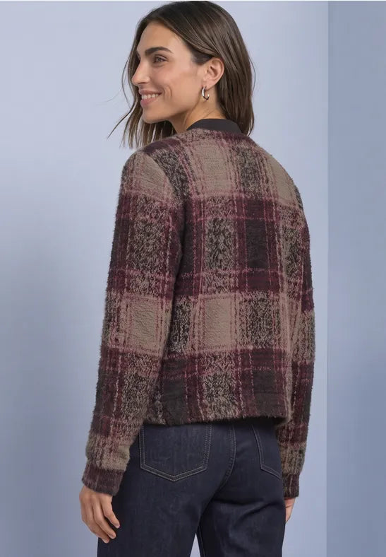 Street One Feather Yarn Check Light Jacket | Coffee 325844
