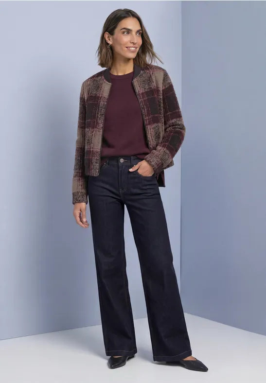 Street One Feather Yarn Check Light Jacket | Coffee 325844