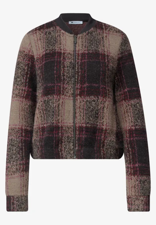 Street One Feather Yarn Check Light Jacket | Coffee 325844