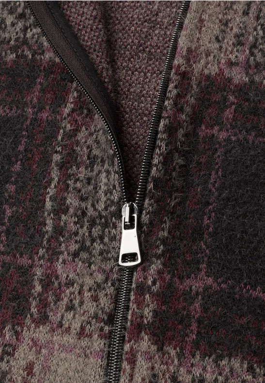 Street One Feather Yarn Check Light Jacket | Coffee 325844