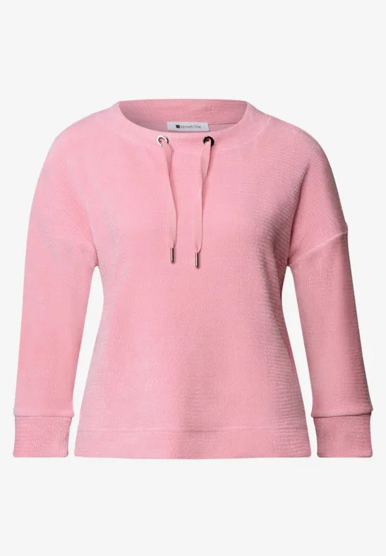 Street One Cozy Style String Collar Top | Blush 325847