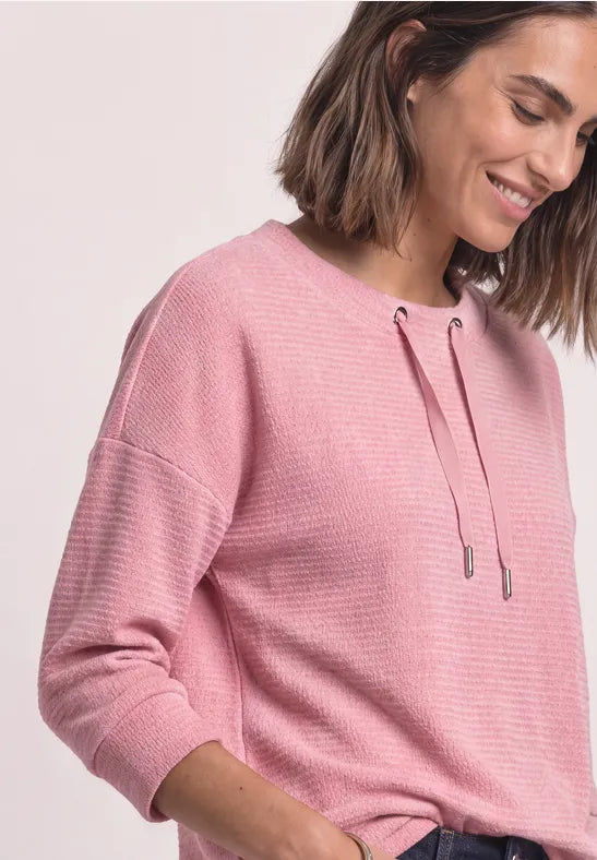 Street One Cozy Style String Collar Top | Blush 325847
