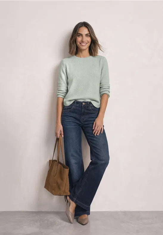 Street One Rib Button Top | Green 326057