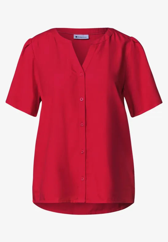 Street One Split Neck Viscose Blouse | Red 346642