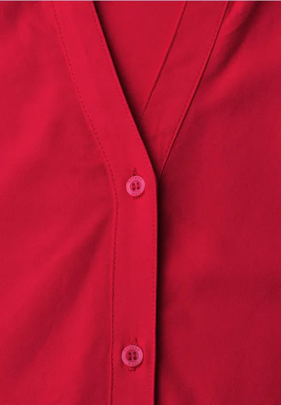 Street One Split Neck Viscose Blouse | Red 346642