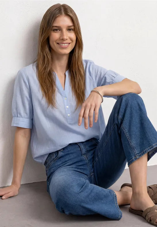 Street One Splitnck Blouse | Blue 346810
