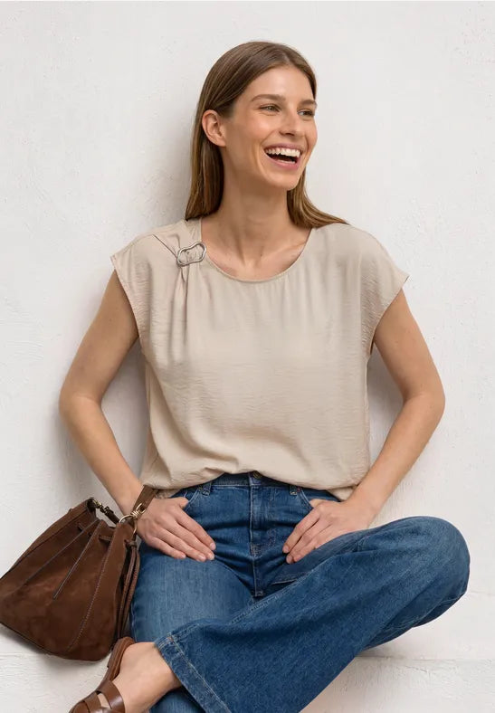 Street One Shimmer Buckle Blouse | Clay 346815
