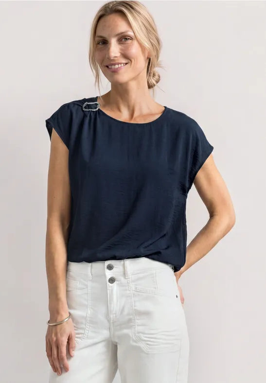 Street One Shimmer Buckle Blouse | Dark Blue 346815