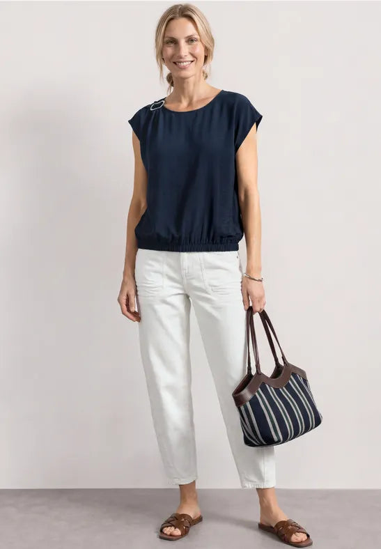 Street One Shimmer Buckle Blouse | Dark Blue 346815