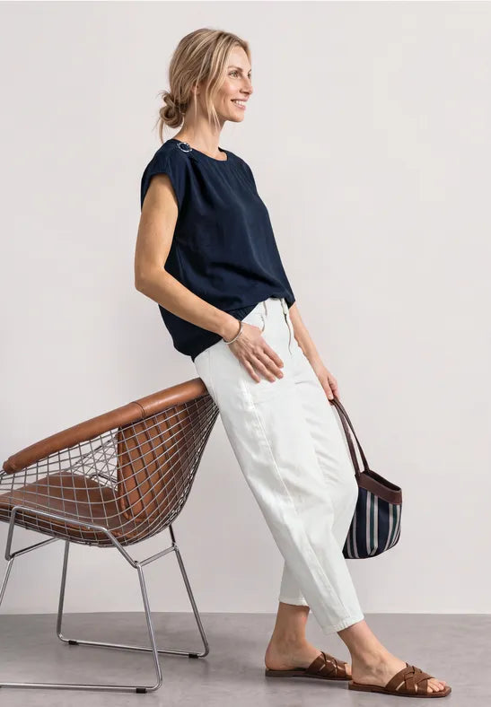 Street One Shimmer Buckle Blouse | Dark Blue 346815