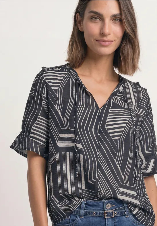 Street One Graphic Tunic Blouse | Dark Blue 346817