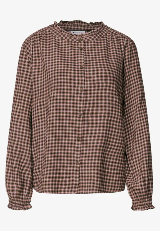 Street One Check Blouse With Frill | Blush 346946