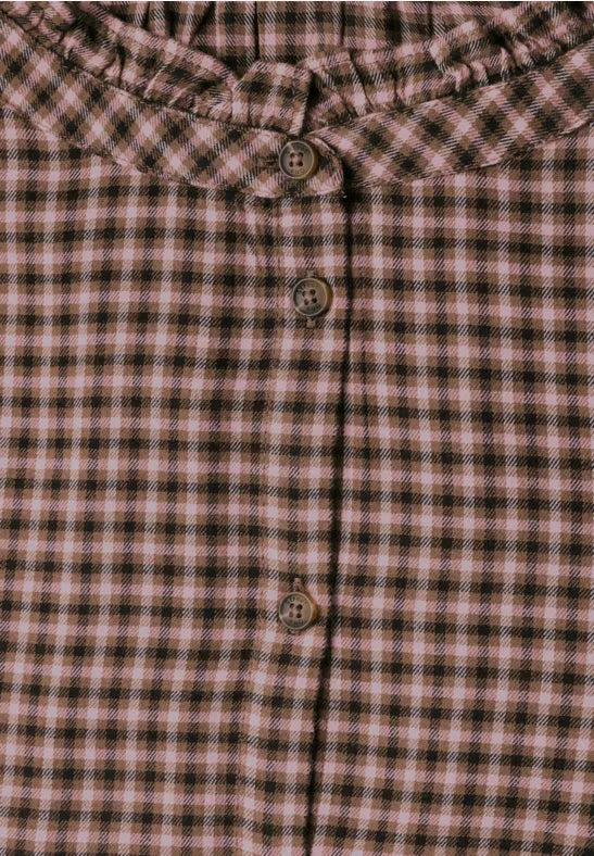Street One Check Blouse With Frill | Blush 346946