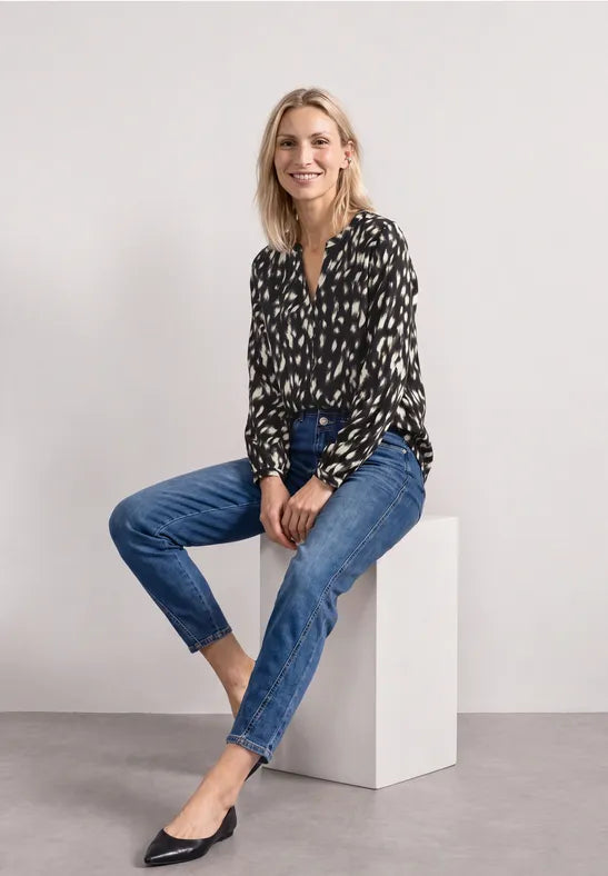 Street One Splitneck Blouse | Black 347006