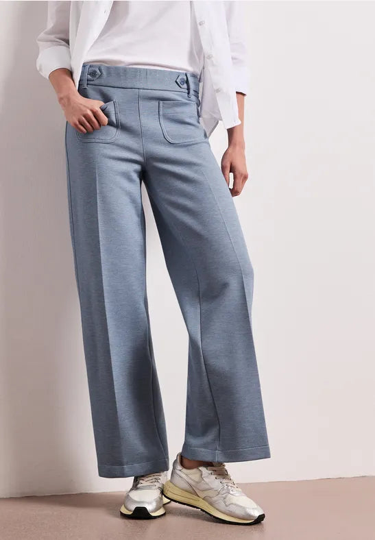 Street One Pique Trousers Straight leg | Blue 380793