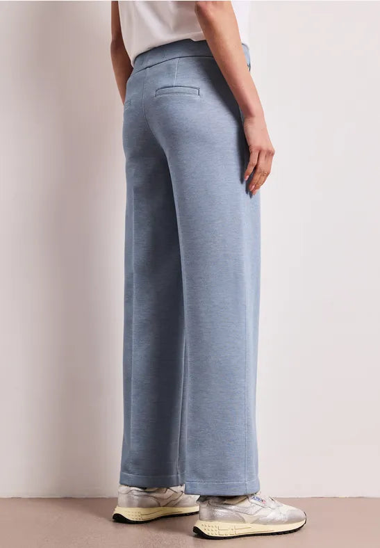 Street One Pique Trousers Straight leg | Blue 380793