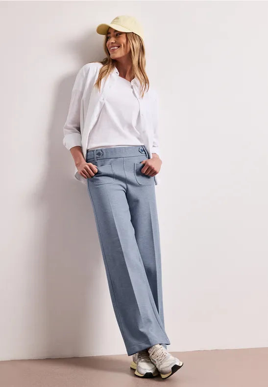 Street One Pique Trousers Straight leg | Blue 380793