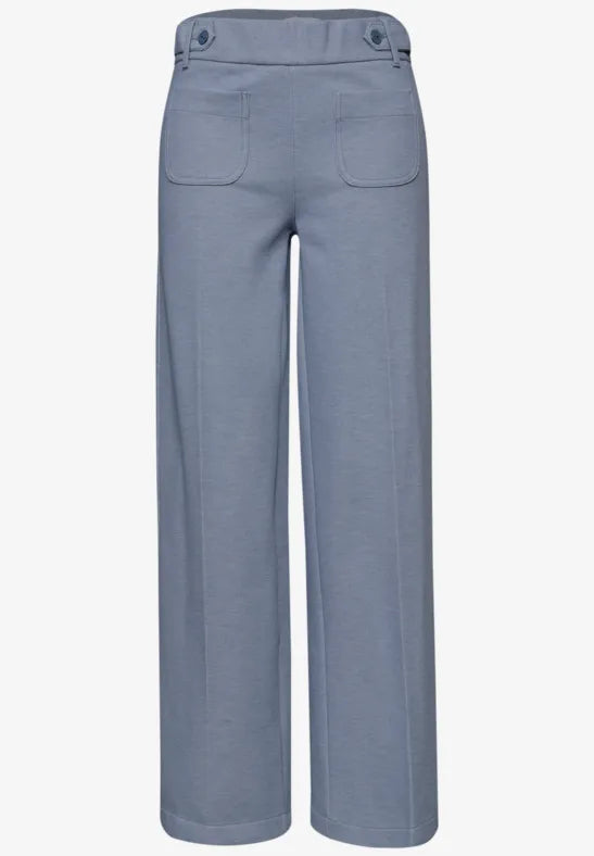 Street One Pique Trousers Straight leg | Blue 380793
