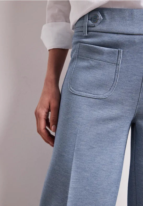 Street One Pique Trousers Straight leg | Blue 380793