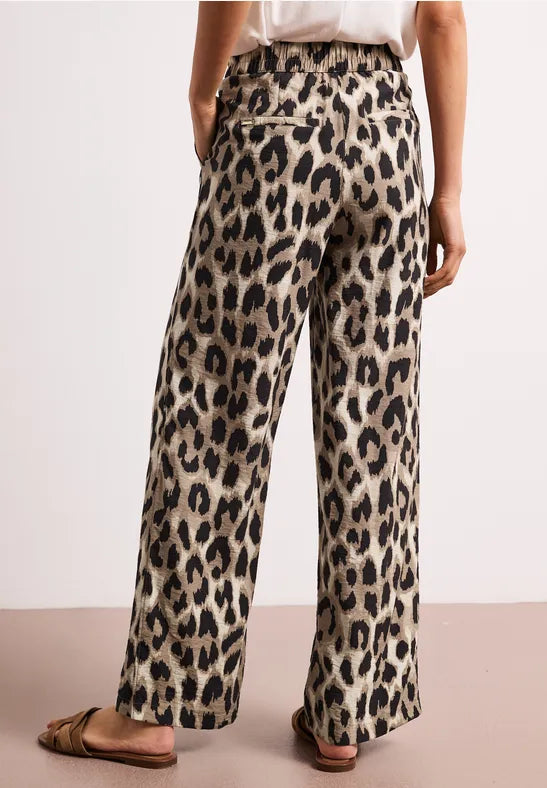 Street One Twill All Over Print High Waist Pants | Beige 380799