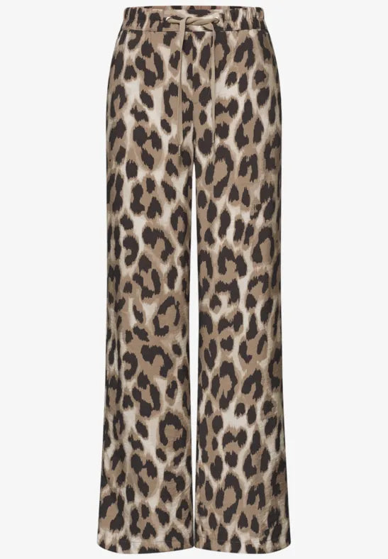 Street One Twill All Over Print High Waist Pants | Beige 380799