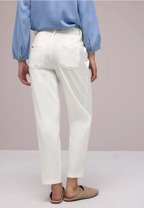 Street One High Waist Barrel Leg Trousers | Offwhite 380801