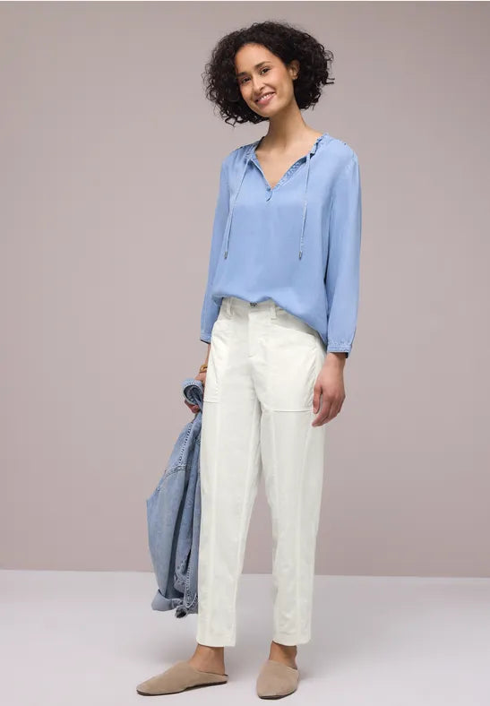 Street One High Waist Barrel Leg Trousers | Offwhite 380801