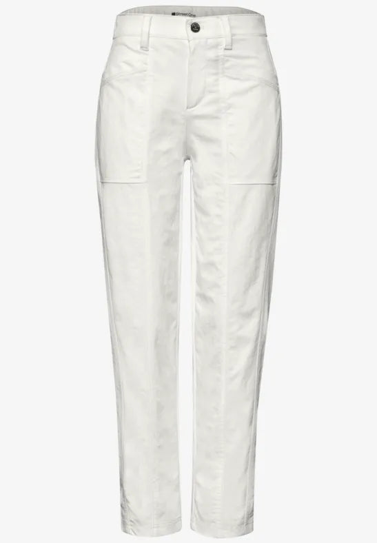 Street One High Waist Barrel Leg Trousers | Offwhite 380801