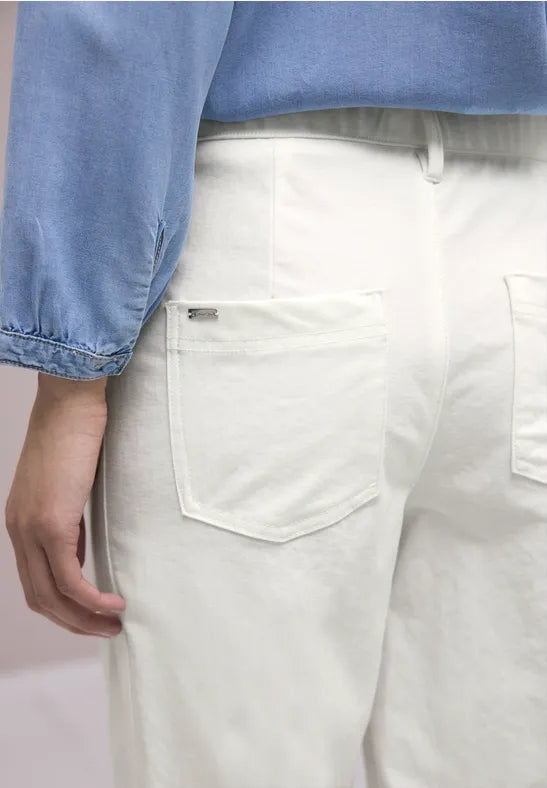 Street One High Waist Barrel Leg Trousers | Offwhite 380801