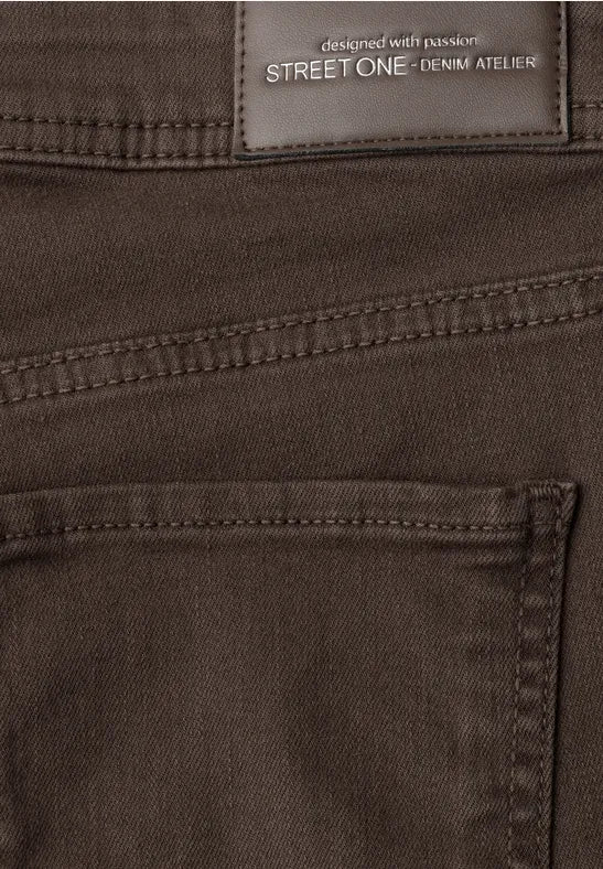 Street One Mid Waist Straight Leg Jeans | Brown 380811