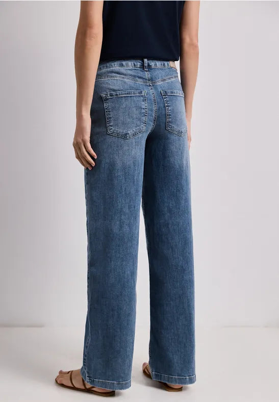 Street One Emee Wide Leg High Waist Jeans  | Med Blue 380973
