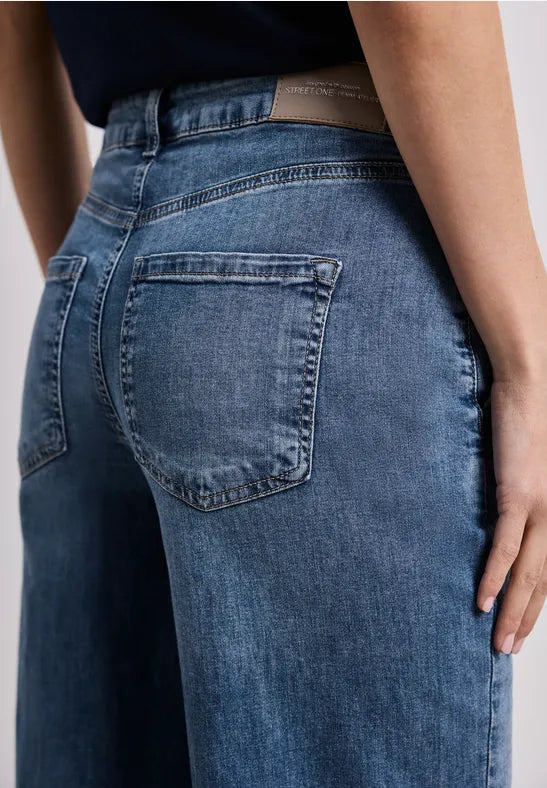 Street One Emee Wide Leg High Waist Jeans  | Med Blue 380973