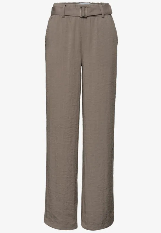 Street One Wide Leg Trousers With Belt | Dark Beige 380977
