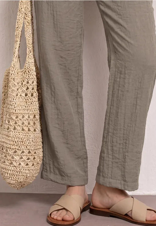 Street One Wide Leg Trousers With Belt | Dark Beige 380977